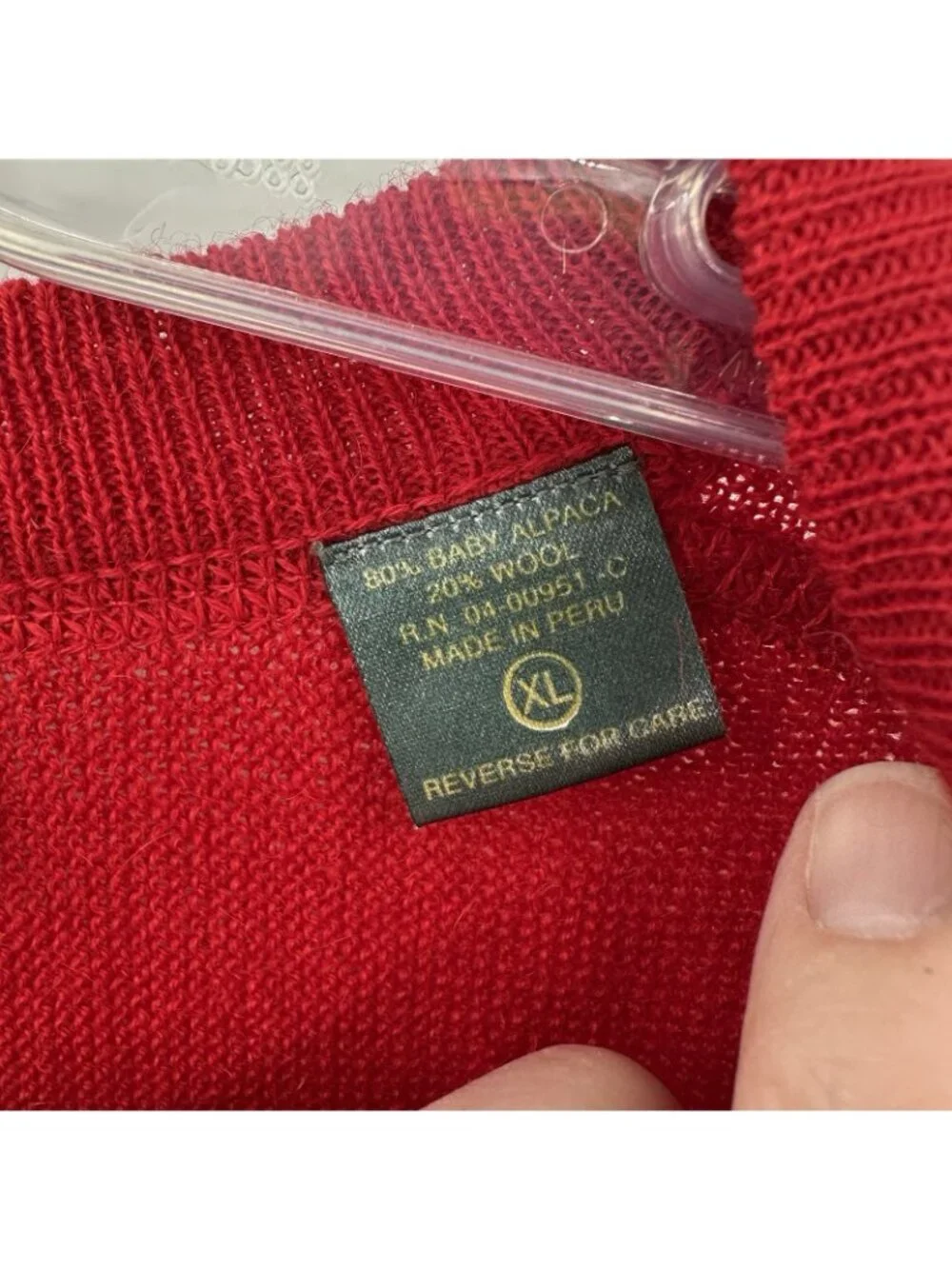 vintage PERU UNLIMITED baby alpaca sweater red XL quiet luxury crewneck 90s